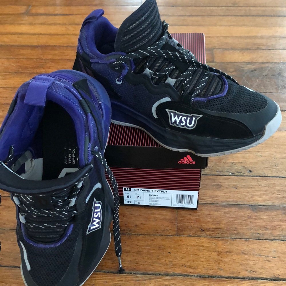 Adidas DAME 7 EXTPLY WEBER STATE PE Black Purple sz 6.5 GX3465 Damian Lillard
